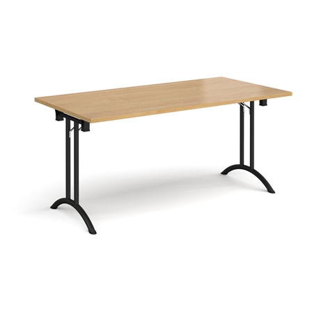 Curved Folding Leg Rectangular Table Oak Black
