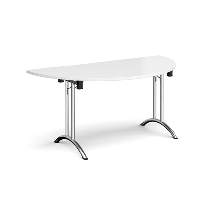 Curved Folding Leg Semi Circular Table White Chrome