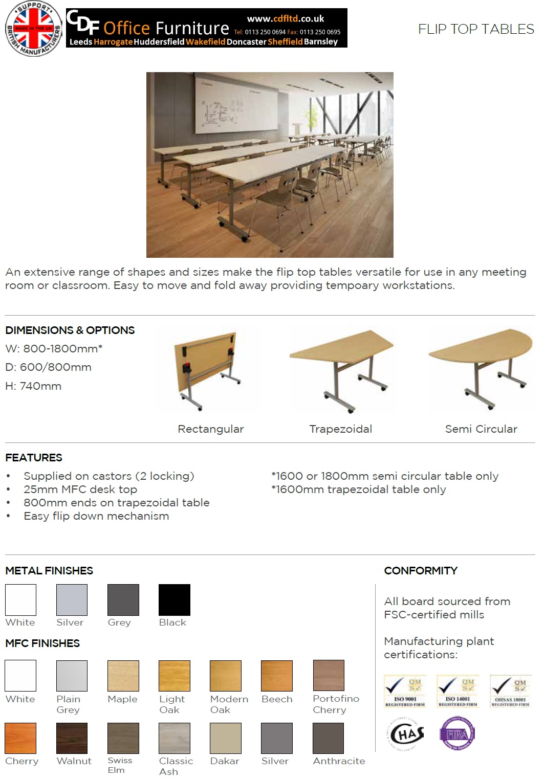 Spec Sheets CDF Office Furniture