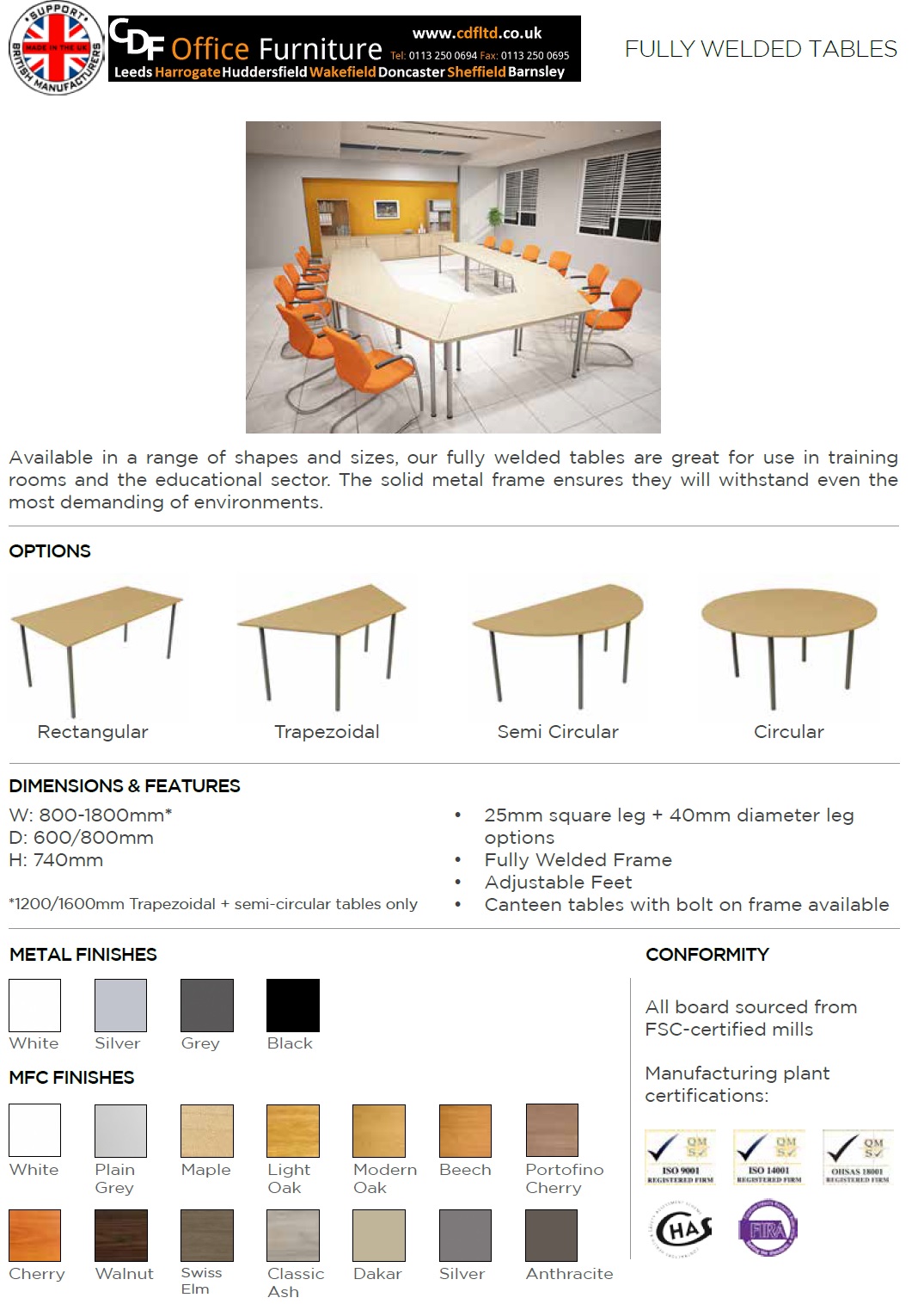 Spec Sheets CDF Office Furniture