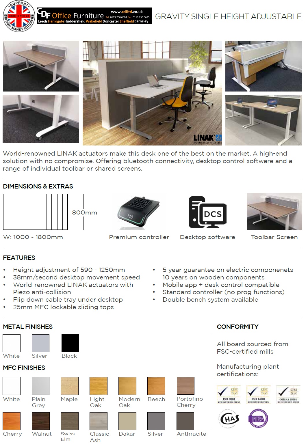Spec Sheets Leeds Office Furniture