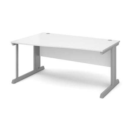 Left Hand Wave Desk Vivo White Silver