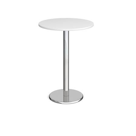 Pisa Circular Poseur Table White Chrome