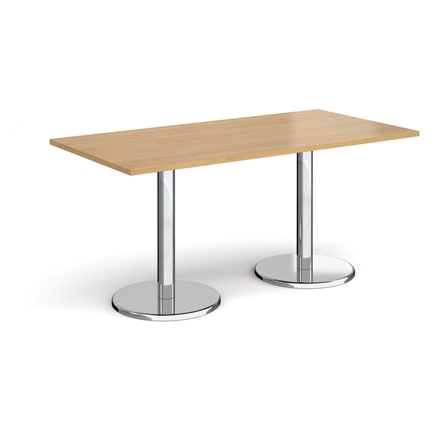 Pisa Straight Dining Table Oak Chrome