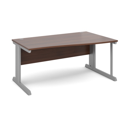 Right Hand Wave Desk Vivo Walnut Silver